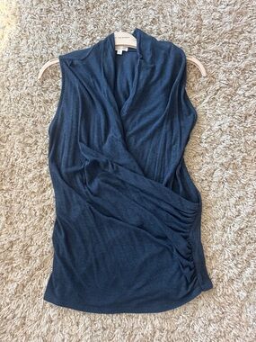 Olivia Grey Sleeveless Wrap-Front Camisole in Soft Navy | M